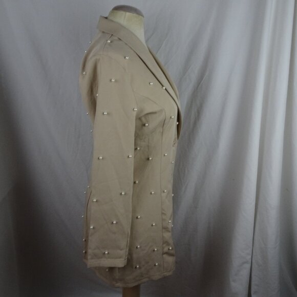 Saint Genies Women Pearls Embellished Tuxedo Collar Blazer Dress Size 6 - Picture 4 of 9